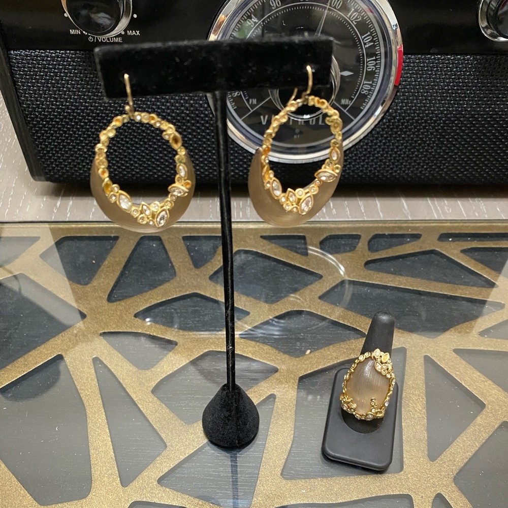Alexis Bittar Ring and Earrings- Warm Grey